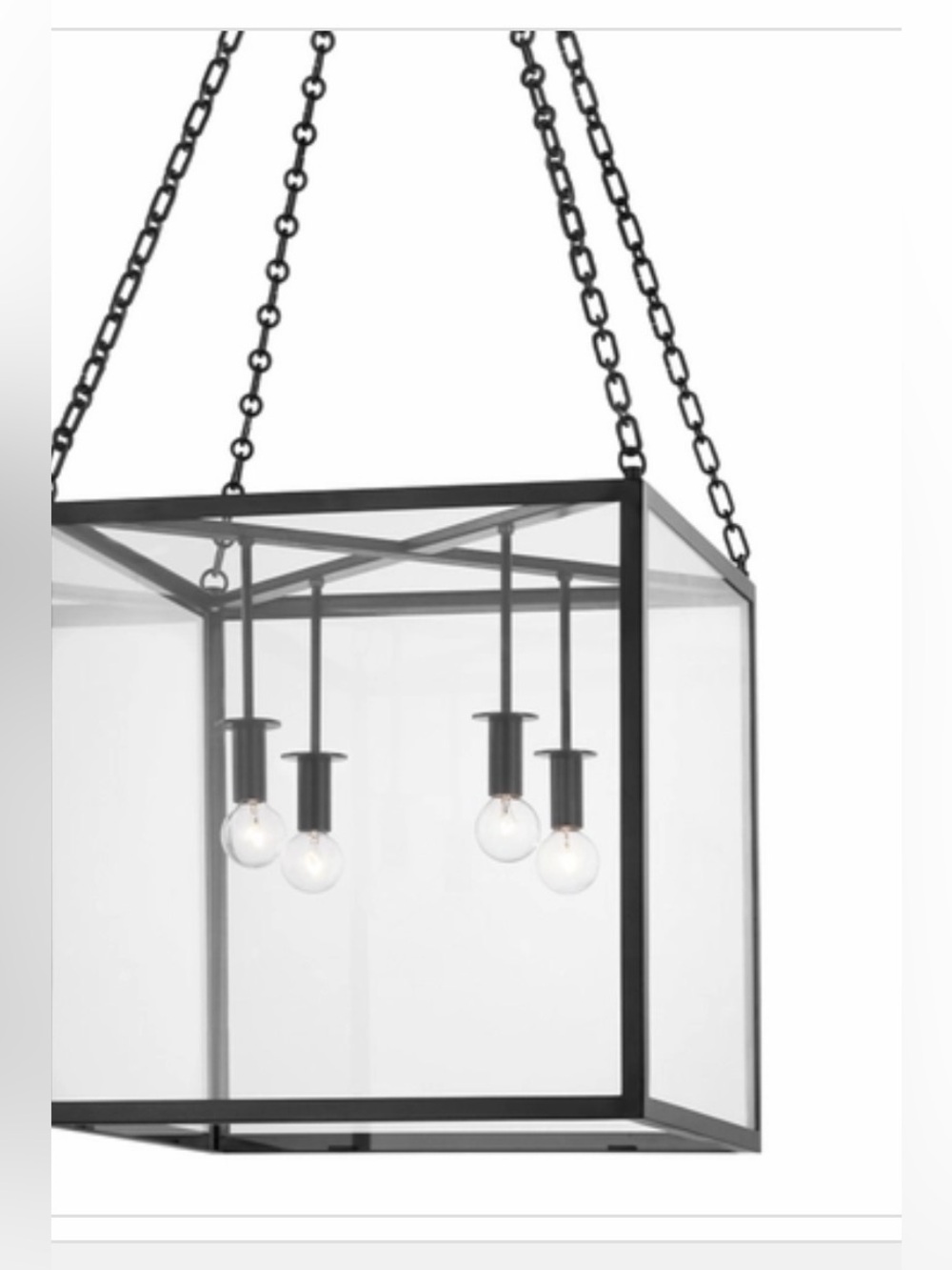 Hudson Valley Lighting Contemporary Black Glass Lantern Chandelier 18”